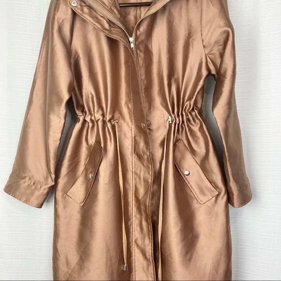 ASOS•bronze hooded spring lightweight parka trench coat size 8 - Picture 3 of 10